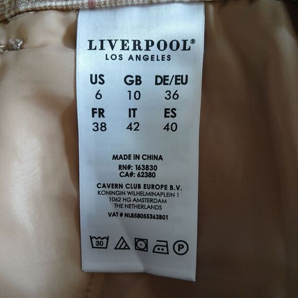 Liverpool Los Angeles Kelsey Trouser with Slit Soft Touch Plaid Pockets 6/28 - Picture 14 of 16